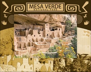 Marco de madera grabado láser del Parque Nacional Mesa Verde (5 x 7) - Imagen 1 de 2
