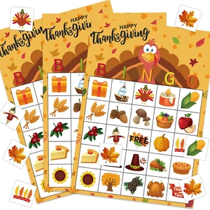 Thanksgiving Bingo Game - 24 Player Cards, Family & Toddler Friendly, Classroom  - Picture 1 of 12