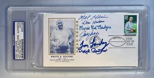 Knute Rockne FDC firmado por Landry/Badgro/Hein/Hutson/Renfro+1-PSA #83001226 - Imagen 1 de 1