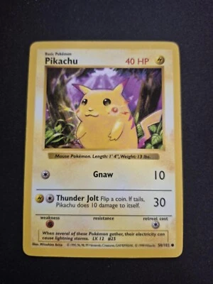 Pikachu 58/102 Shadowless Red Cheek MP - Base Set - Pokémon TCG - Image 1 of 2