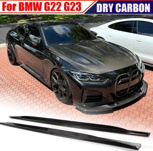 For BMW G22 G23 430i M440i 2021UP DRY CARBON Side Skirt Extension Lip Splitter - Bild 1 von 16