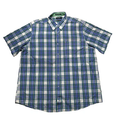 Nautica Shirt Mens Size 2X Button Front Plaid White Blue Short Sleeve Casual - Image 1 of 4