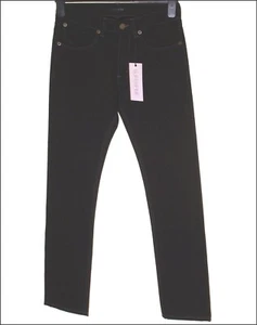 Nuevos pantalones de mezclilla elásticos ajustados súper finos para hombre W34" L34" £145 negros hechos en Italia - Imagen 1 de 4