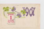 Postcard 1907 Happy New Year Greetings Card Mica Glitter Large Date