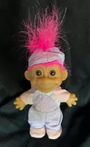 Vintage Purple Overalls Troll Doll from 1998 NEW OLD STOCK - Picture 1 of 2