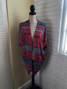 ARIZONA JEANS Strickjacke Pullover Mehrfarbig Southwestern Fransen Offen Drapiert Medium - Bild 1 von 3