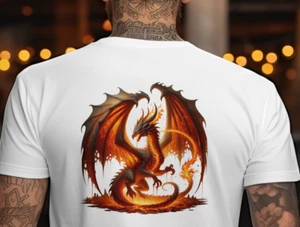 Fiery Dragon Graphic T-Shirt: Bold and Mythical Style - Picture 1 of 4