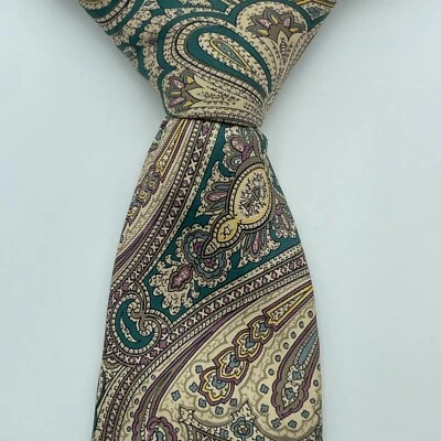 Corbata clásica de 3,5" con diseño de cachemira marrón CLAYBROOKE de seda para hombre ropa formal Foto 1 de 4