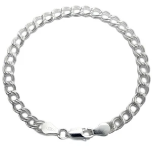 925 Sterling Silver Double Link Charm Bracelet 6mm 080 gauge 7" 8" - Picture 1 of 2