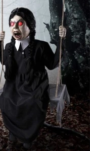 3.5' Scary Creepy Girl Motion Activated Talking Animatronic Halloween Decoration - Picture 1 of 6