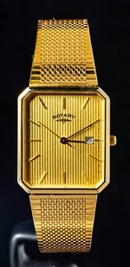 Rotary Two-Tone Dial Tank Men's Quartz Dress Watch -- Working, 25 x 29mm Case - Picture 1 of 7