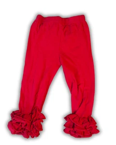 Girls Red Leggings w/Ruffle bottom XS - Picture 1 of 3