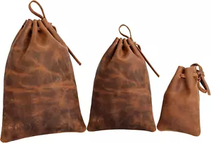 Pk 1 Leder Kordelzug Beutel Mehrzweck Mittelalter Münze Gürteltasche in 3 Größen - Bild 1 von 13