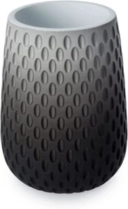 BLUE CANYON BLACK & WHITE STYLISH RIDGED BATHROOM TOOTHBRUSH PASTE TUMBLER - Picture 1 of 2