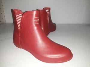 London Fog Piccadilly Rain Boots, Women's Size 8 M,RED New In Box (t6) - Picture 1 of 5