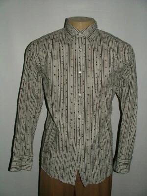 MENS JHANE BARNES CASUAL SHIRT SIZE L 100% COTTON BLACK STRIPED #245 - Image 1 of 4