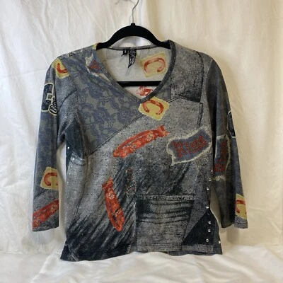 复古 Lynn Ritchie 女士丝绸混纺衬衫。  多色 — 第 1/4 张图片