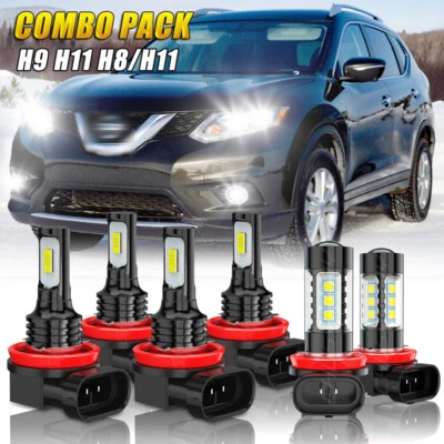 For Nissan Rogue 2014-2020 - 6x 6000K LED Headlight High Low Fog Bulbs Combo Kit - Image 1 of 4