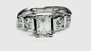 IGI Certificate 1.50ct 14K White Gold Emerald Shape Cut Diamond Engagement Ring - Picture 1 of 5