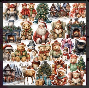 DISNEY 50 WATERPROOF CARTOON STICKERS LAPTOP, WATER BOTTLE SANTA D28-B11 - Picture 1 of 1