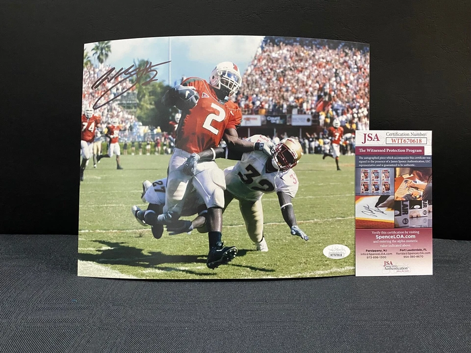 FOTO 8X10 WILLIS MCGAHEE HURACANES DE MIAMI CON CERTIFICADO DE AUTENTICIDAD JSA Testigos Foto 1 de 1