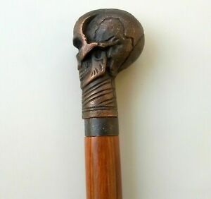 Antique Skull Handle Walking Stick Wooden Cane Vintage Best Gift Item 36" Long