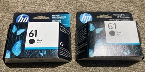 2- HP 61 czarne wkłady atramentowe oryginalne OEM nowe zapieczętowane exp 03/26 i 09/23 - Zdjęcie 1 z 5