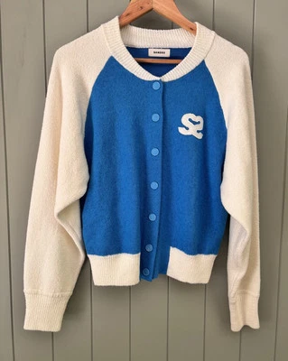 Chaqueta SANDRO Damas Talla 1 (AU 8) Bolzano Cárdigan Tejido Universitario Logo Azul Foto 1 de 4