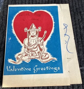 Biglietto di auguri San Valentino India Britannica Buddista Tibetano Lama/Divinità Vintage - Foto 1 di 3