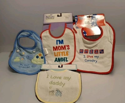 Lot Of 4 Baby Bibs Various Design Infant Bib Set  - Image 1 of 4