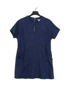 Guess Women's Top M Blue Cotton with Linen, Viscose Short Sleeve Crew Neck Tunic - Picture 1 of 5