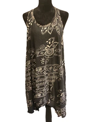 MAGNOLIA PEARL PAZ TOP (Short Dress)BLK & WHITE DISTRESSED BANDANA PRINT w/tags - Image 1 of 4