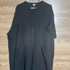 Eileen Fisher Ocean Organic Cotton Lofty Gaze Mandarin Collar Dress XL - Bild 1 von 12