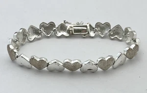 FAS STERLING SILVER 925 HEART LINK BRACELET - 7" - Picture 1 of 6