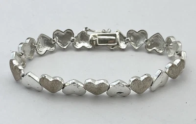FAS STERLING SILVER 925 HEART LINK BRACELET - 7" - Image 1 of 4