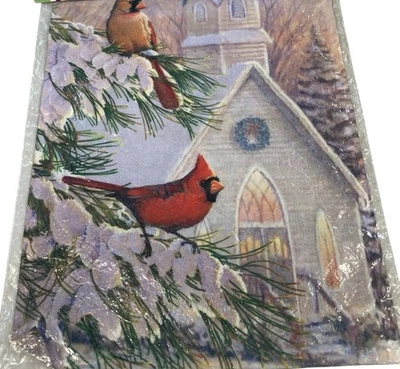 Cardenal Pájaro Navidad Jardín Bandera Fiesta Fiesta Bandera Iglesia Invierno Decoración Nuevo Foto 1 de 4