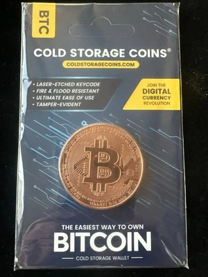 Moneda de almacenamiento en frío Bitcoin 1 onza .999 cobre fino nueva sellada redonda BTC Foto 1 de 2