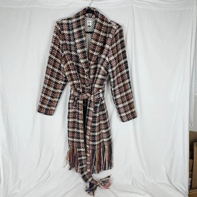 Casaco Cabi feminino REGENCY tweed comprimento médio xadrez nobre franja bainha #3901 GG excelente estado usado - Imagem 1 de 4