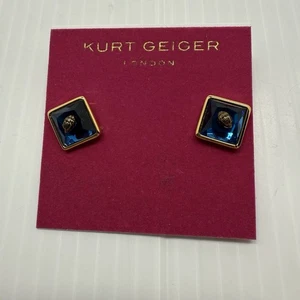 Aretes Kurt Geiger Londres Azul Cristal Abeja Tono Dorado Diseñador Nuevos con Etiquetas Regalo - Imagen 1 de 4