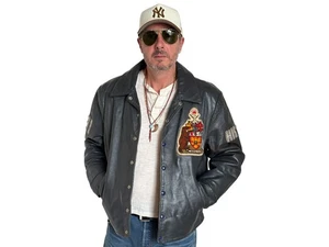 Size 48US / 58EU.  Vintage 90s Leather College Jacket — Brock University Bomber - Imagen 1 de 12