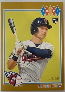 2022 Topps Brooklyn Collection Steven Kwan Gold Rookie Parallel /50 Guardians