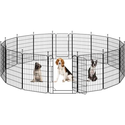 Jaula de ejercicio plegable negra 32 pulgadas para perros cerca para cachorros pluma para juegos de mascotas Foto 1 de 4
