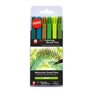 SAKURA PENNARELLI KOI COLORING BRUSH PEN SET BOTANIC 6 COLORI PUNTA PENNELLO - Foto 1 di 3