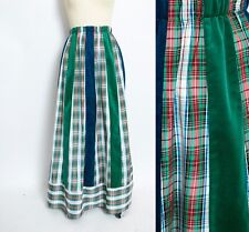 1970s Maxi Skirt Patchwork Velvet Plaid Small