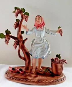 statue ornament 9" hard plastic Woman Picking Grapes made in Italy MOD DEPOSE SP - Picture 1 of 12