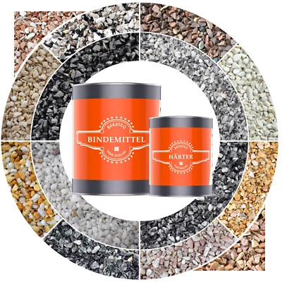 Steinteppich SET Bodenbelag Bindemittel 25kg Marmorkies innen Epoxidharz Kleber - Bild 1 von 4