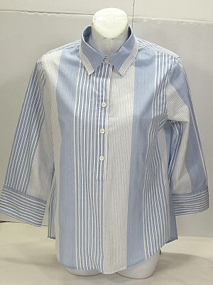 Westbound Womens Shirt S [38Bust  26L]  Blue White Striped Partial Button Tunic  - Image 1 of 4