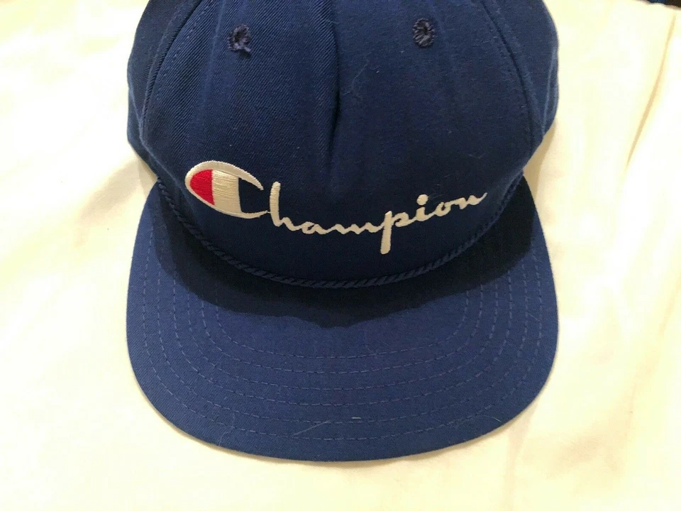 Sombrero Snapback Vintage Años 90 Campeón Cosido Hecho en EE. UU. Azul Real Foto 1 de 1
