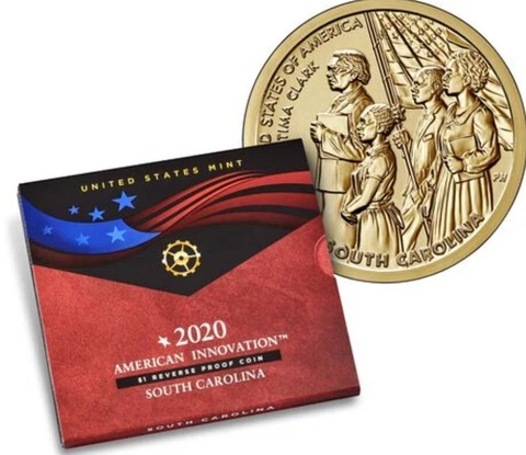 2020 S American Innovation $1 Reverse Proof Coin - South Carolina Cover