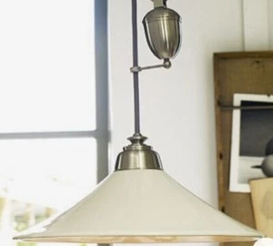 Pottery Barn Ivory/Silver Ceramic Rise & Fall Porter Pendant Light/Lamp - Picture 1 of 5